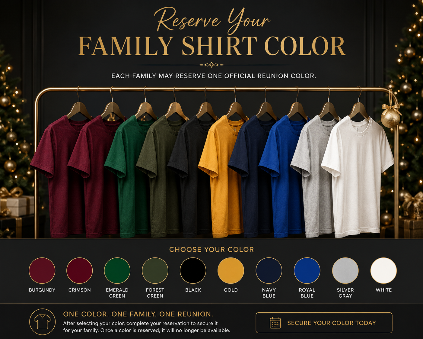 A Swan Family Reunion at Christmas T-Shirt Color Selection